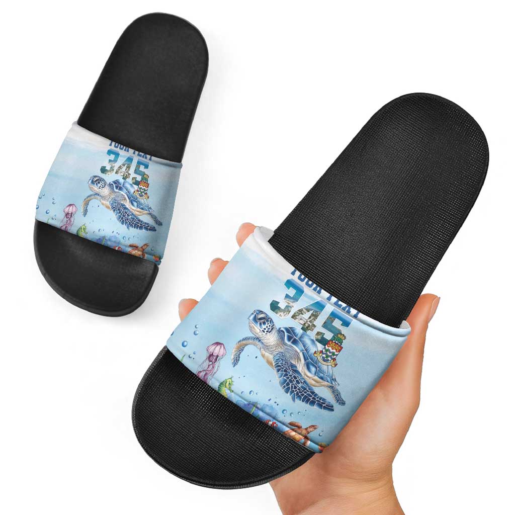 Personalized Cayman Islands 345 Slide Sandals Watercolor Turtle LT18