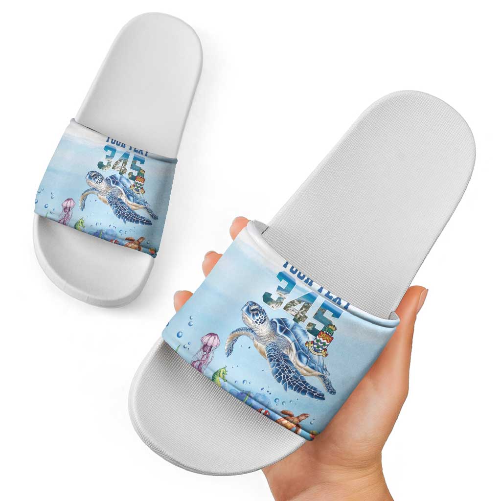 Personalized Cayman Islands 345 Slide Sandals Watercolor Turtle LT18