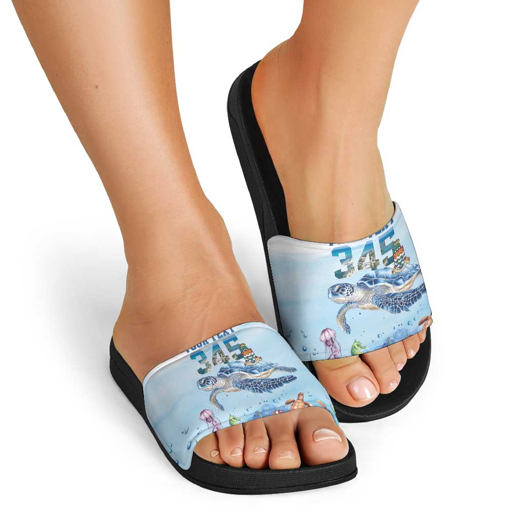Personalized Cayman Islands 345 Slide Sandals Watercolor Turtle LT18
