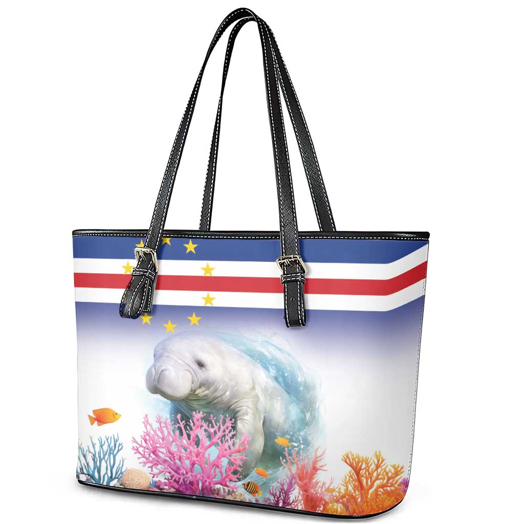 Cape Verde Manatee Leather Tote Bag Coral Reef With Flag Style LT18