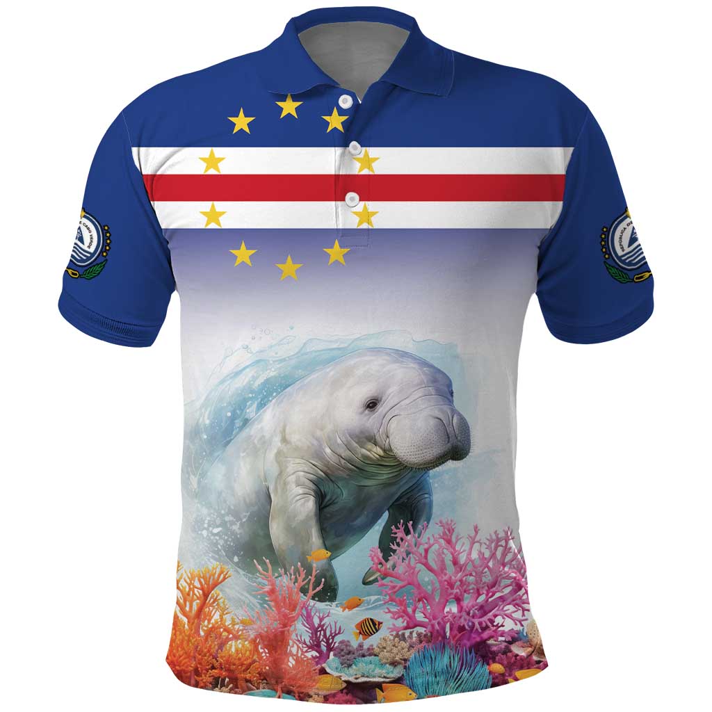 Cape Verde Manatee Polo Shirt Coral Reef With Flag Style LT18