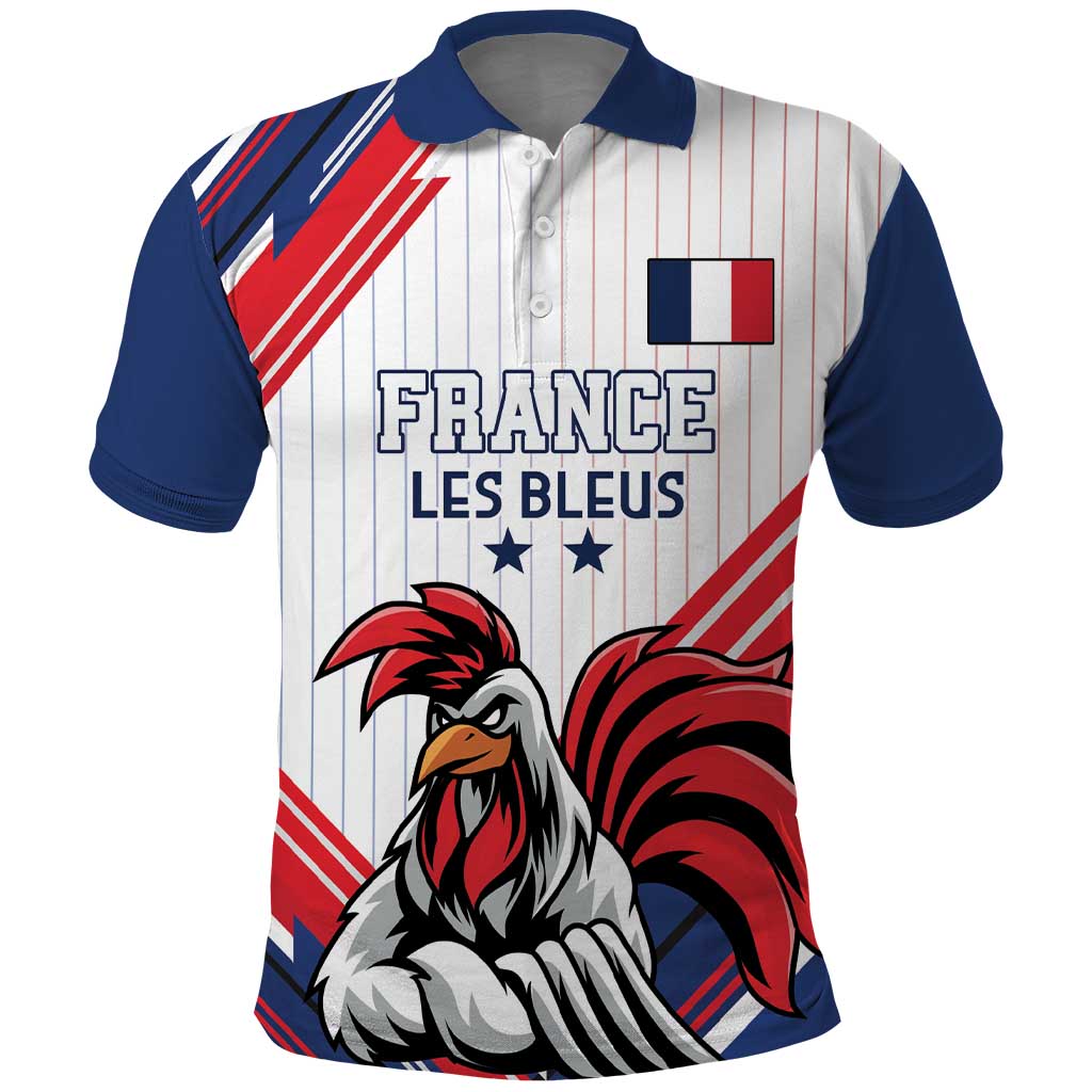 Custom French Football Polo Shirt France Rooster Mascot Come On Champions LT18