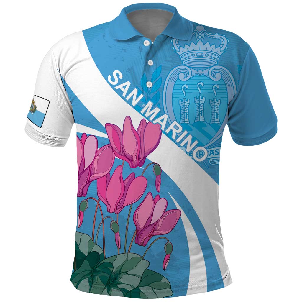 Personalized San Marino Polo Shirt Libertas Cyclamen Flowers LT18