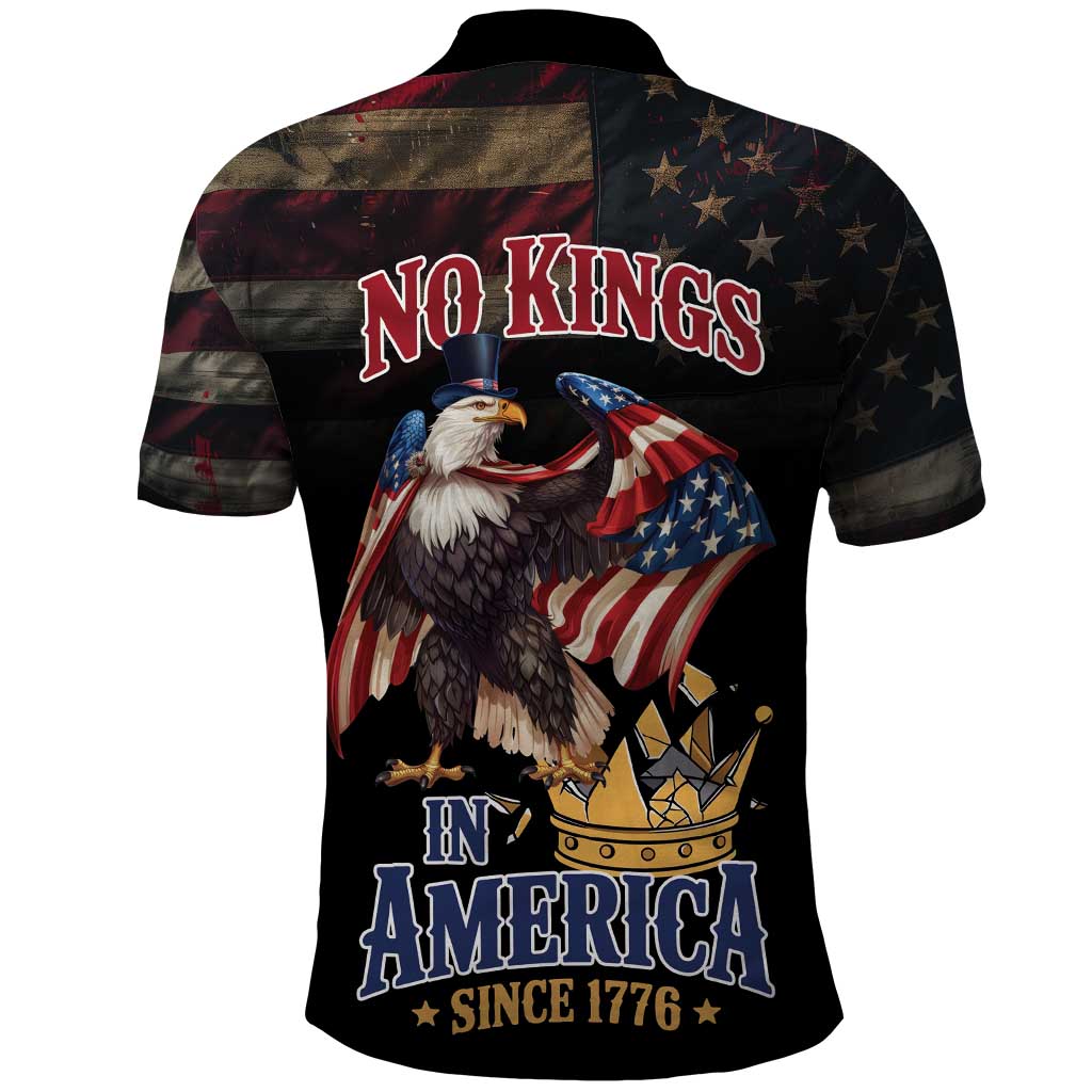 No Kings In America Since 1776 Polo Shirt Eagle Crushing Crown LT18