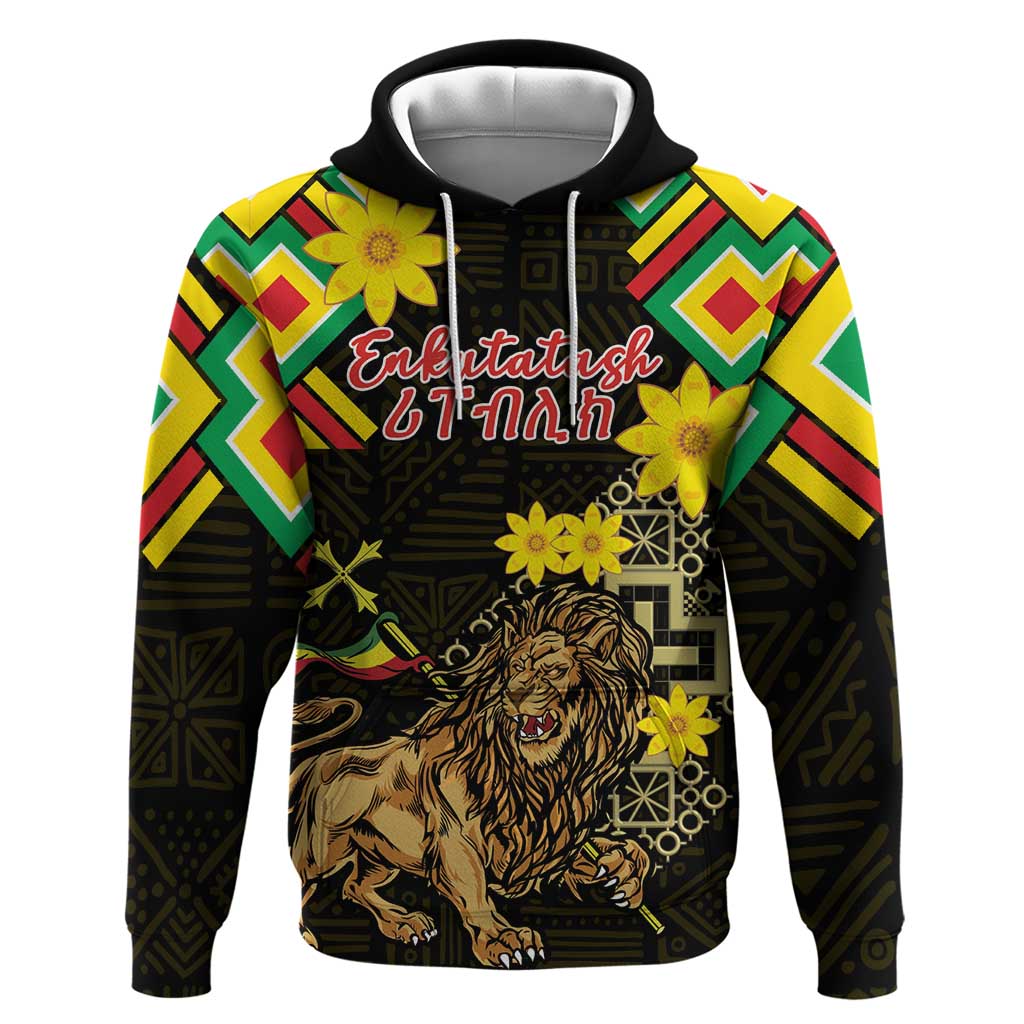 Ethiopia Enkutatash Lion of Judah Hoodie With Folk Pattern LT18