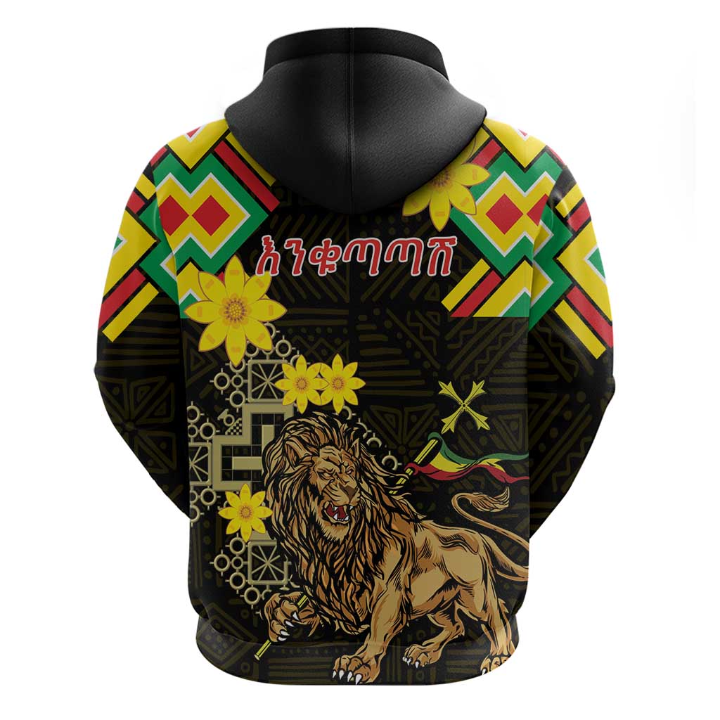Ethiopia Enkutatash Lion of Judah Hoodie With Folk Pattern LT18