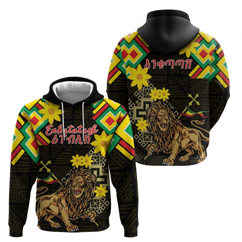 Ethiopia Enkutatash Lion of Judah Hoodie With Folk Pattern LT18