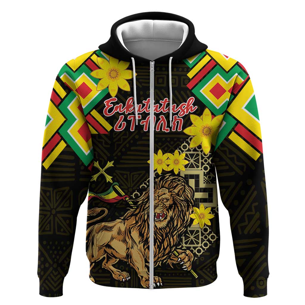Ethiopia Enkutatash Lion of Judah Hoodie With Folk Pattern LT18