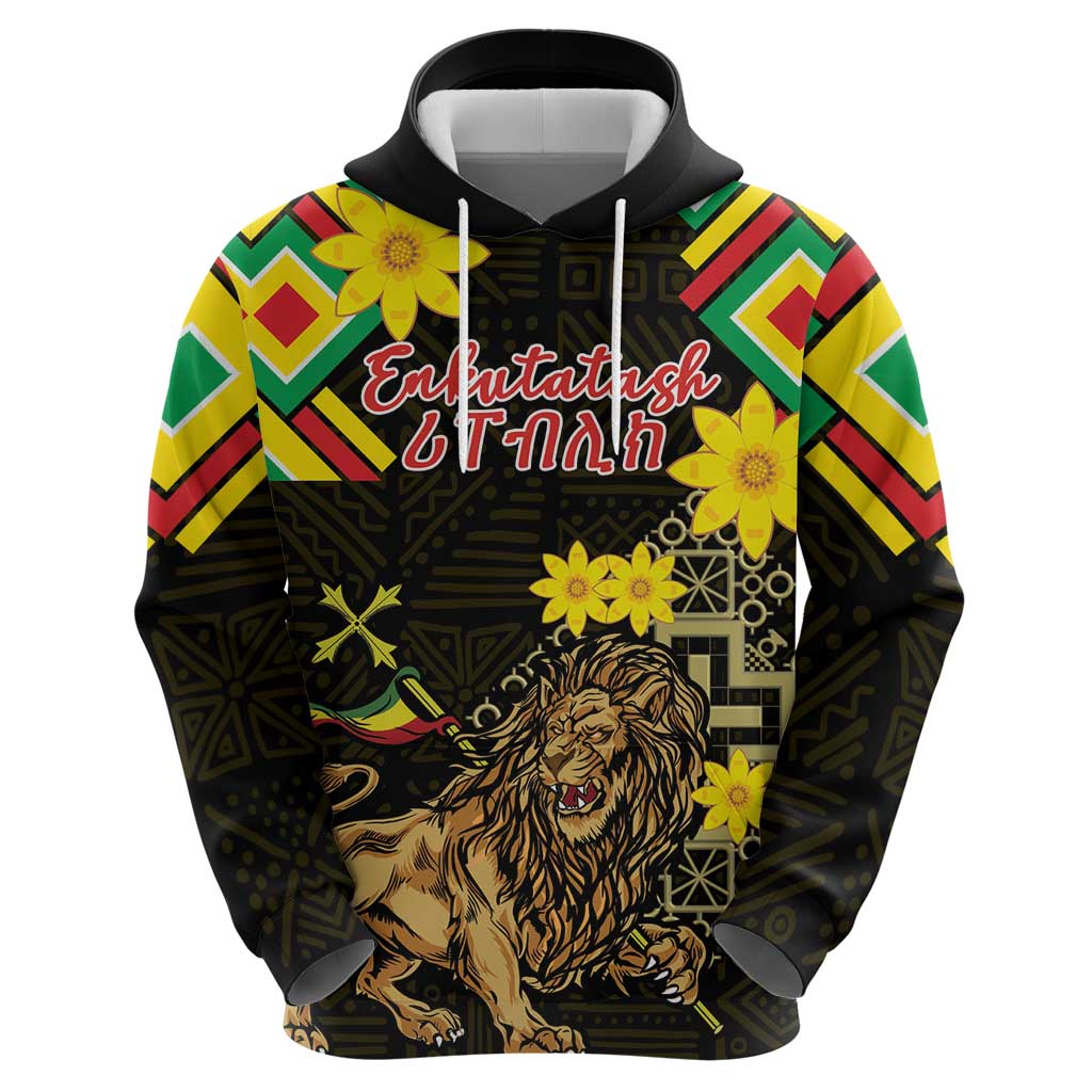 Ethiopia Enkutatash Lion of Judah Hoodie With Folk Pattern LT18