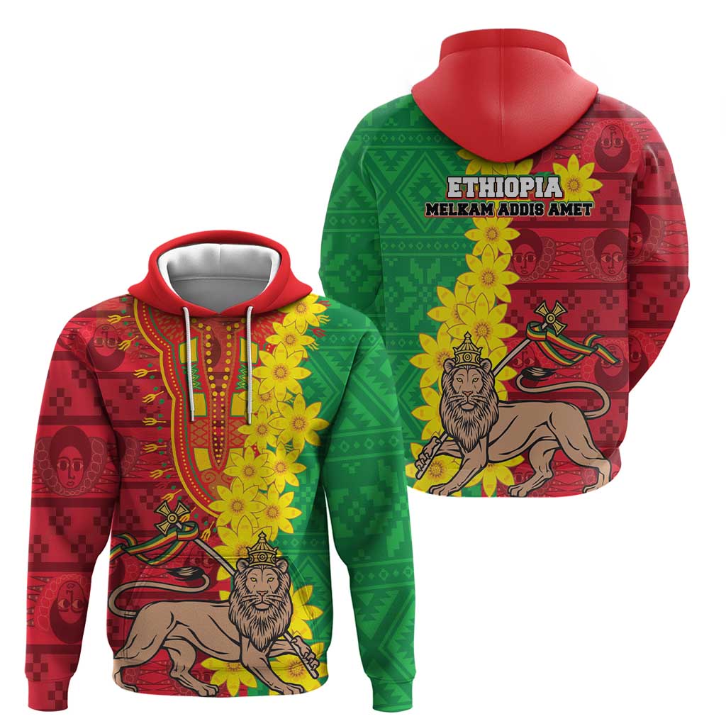 Ethiopia Enkutatash Melkam Addis Amet Hoodie With Bidens Macroptera LT18