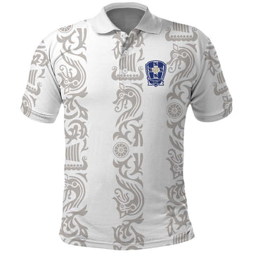 Custom York Minstrel Spirit Polo Shirt Norse Viking Pattern White Version LT18