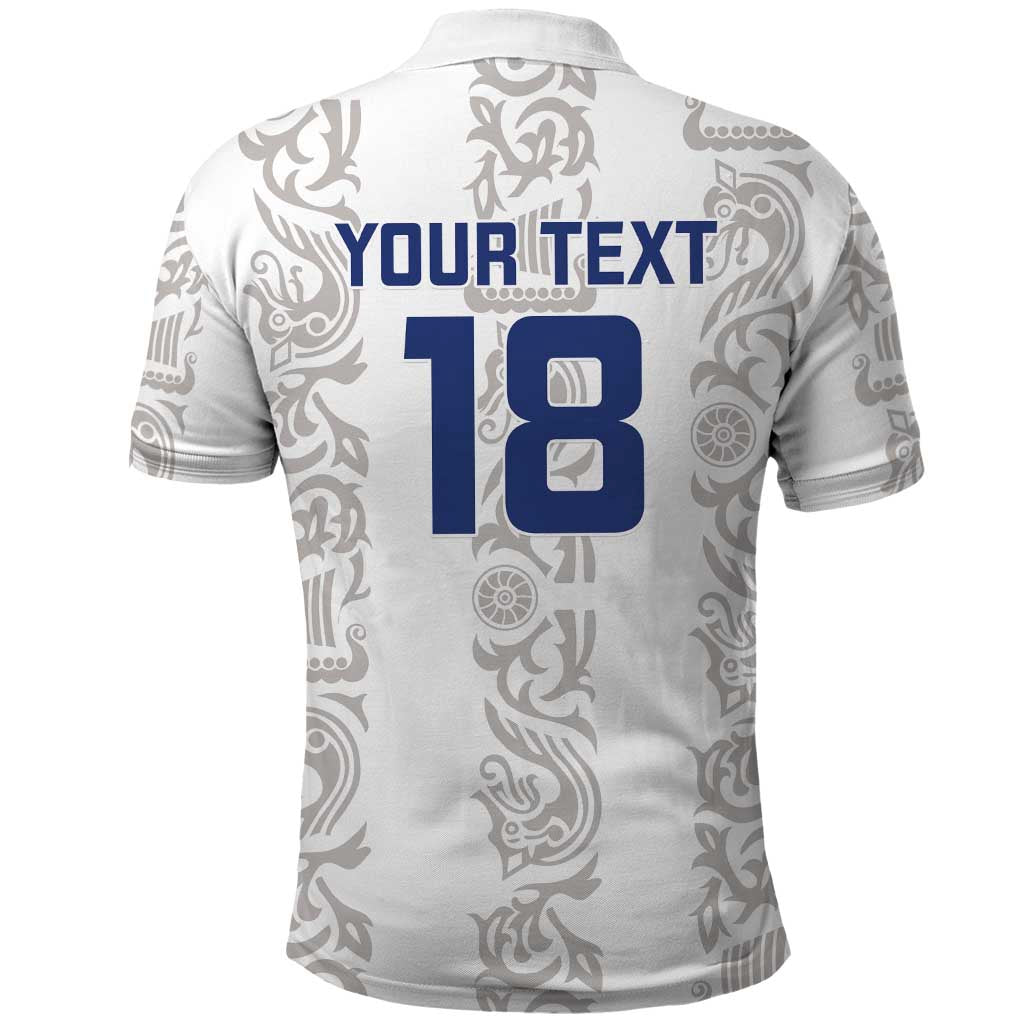 Custom York Minstrel Spirit Polo Shirt Norse Viking Pattern White Version LT18