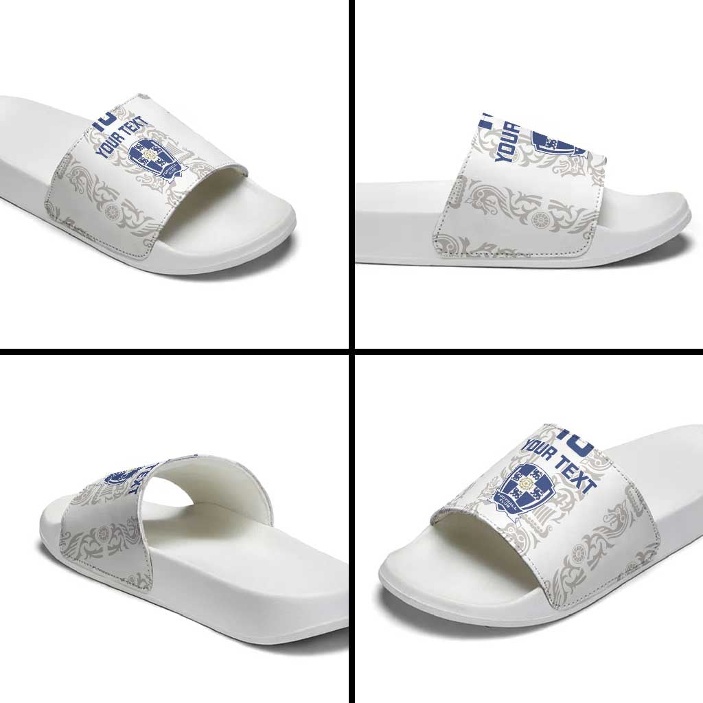 Custom York Minstrel Spirit Slide Sandals Norse Viking Pattern White Version LT18