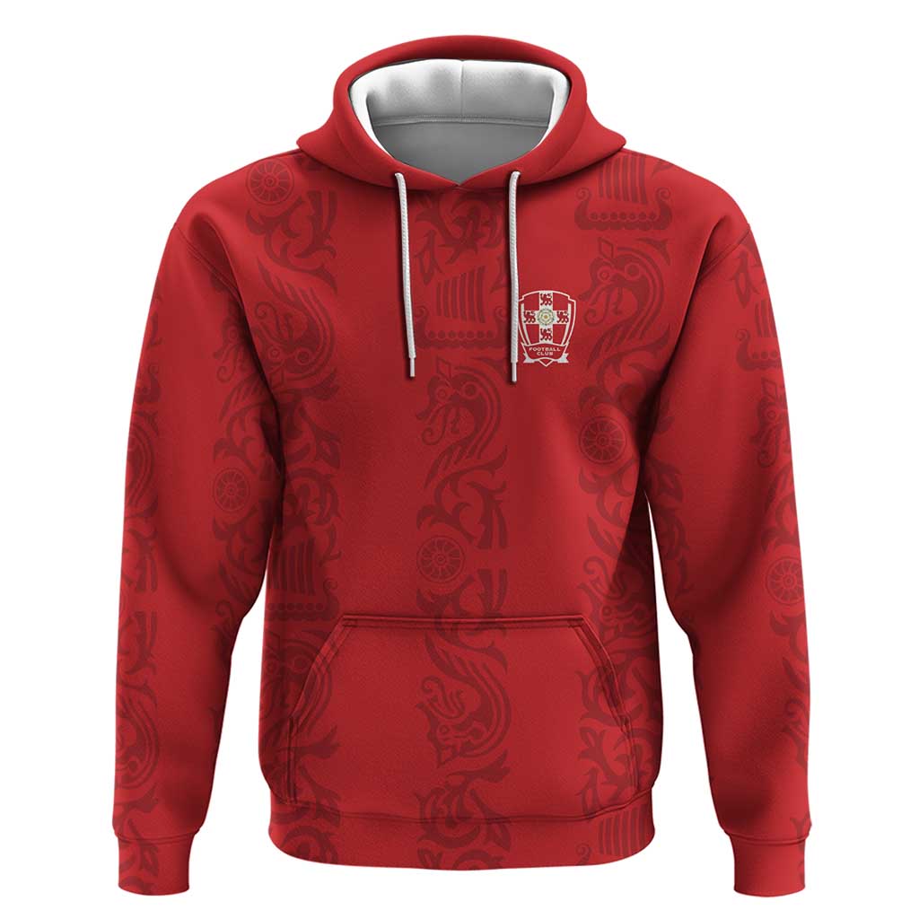 Custom York Minstrel Spirit Hoodie Norse Viking Pattern Red Version LT18