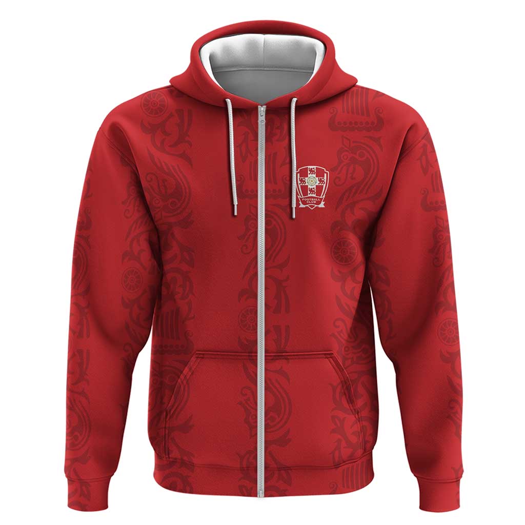 Custom York Minstrel Spirit Hoodie Norse Viking Pattern Red Version LT18