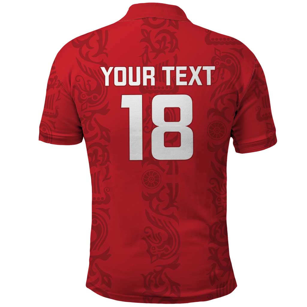 Custom York Minstrel Spirit Polo Shirt Norse Viking Pattern Red Version LT18