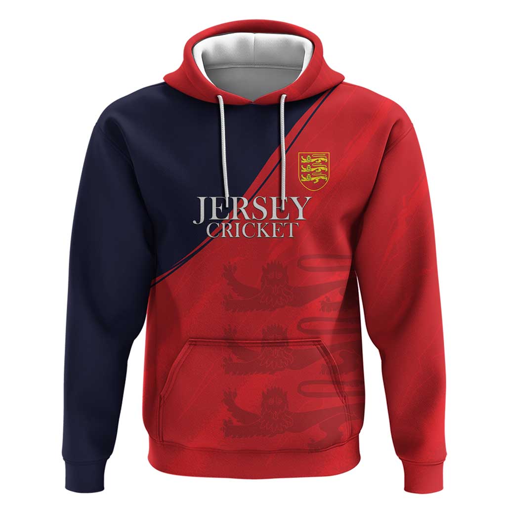 Custom Bailiwick of Jersey Cricket Hoodie Jer Lions Champion Red Version LT18
