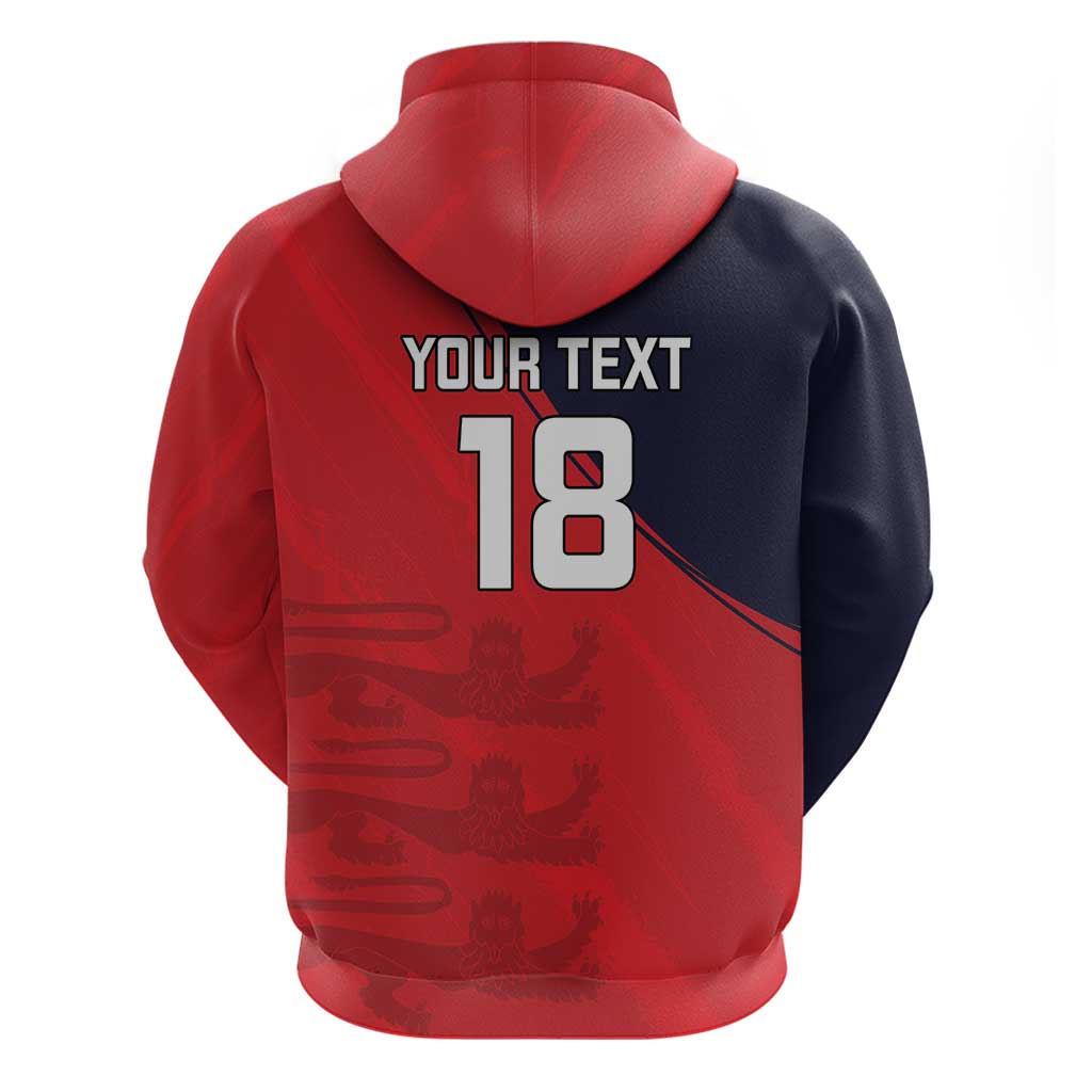 Custom Bailiwick of Jersey Cricket Hoodie Jer Lions Champion Red Version LT18