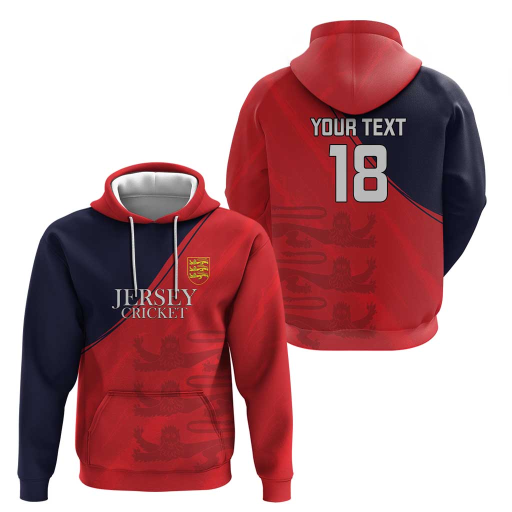 Custom Bailiwick of Jersey Cricket Hoodie Jer Lions Champion Red Version LT18