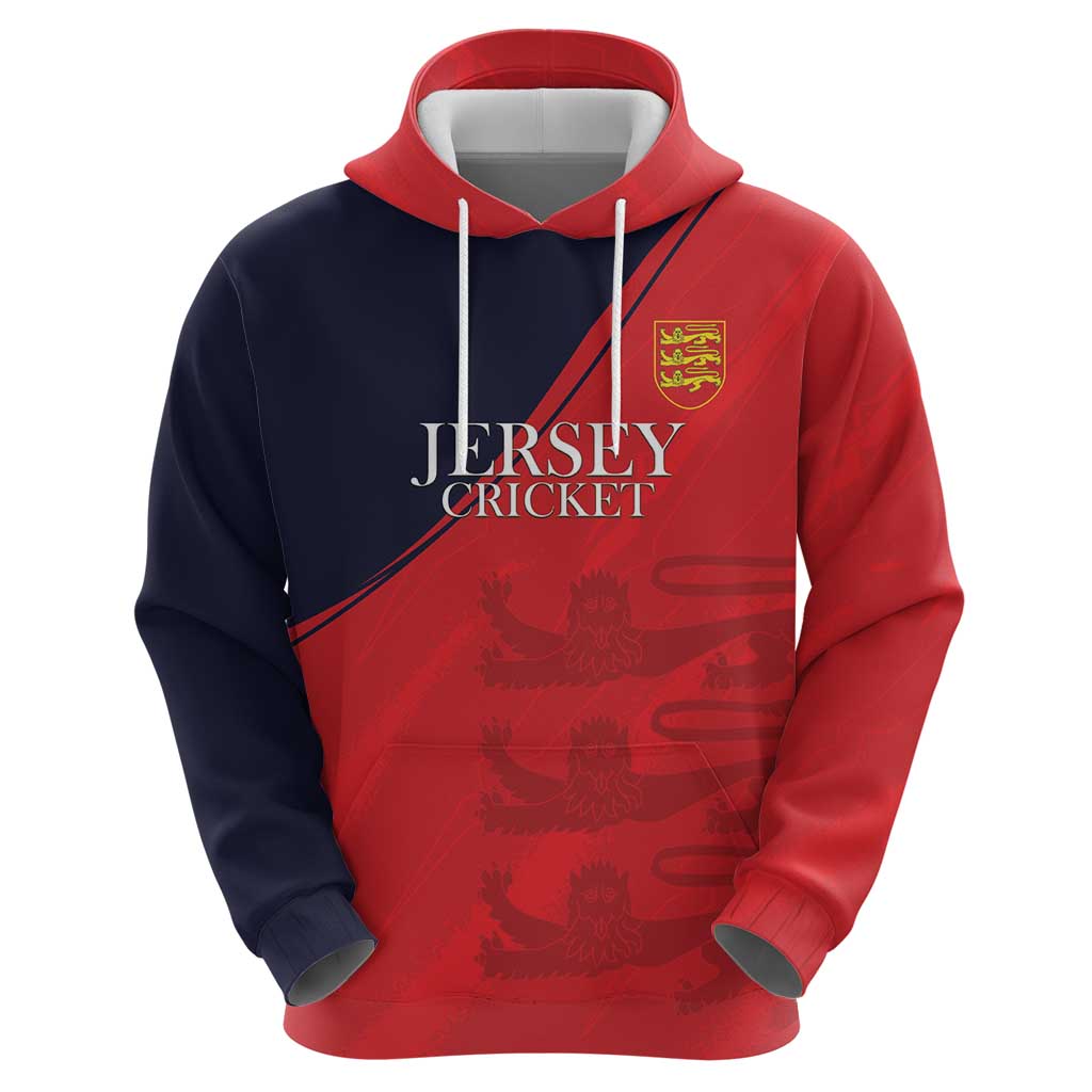 Custom Bailiwick of Jersey Cricket Hoodie Jer Lions Champion Red Version LT18