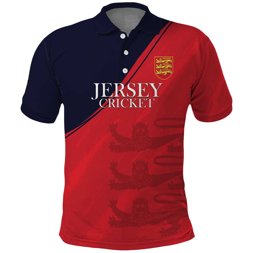 Custom Bailiwick of Jersey Cricket Polo Shirt Jer Lions Champion Red Version LT18
