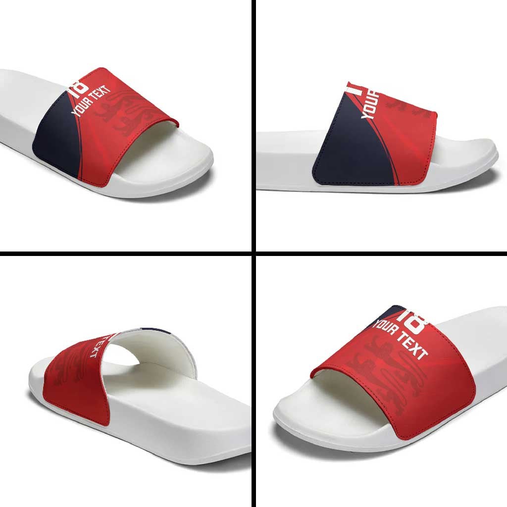 Custom Bailiwick of Jersey Cricket Slide Sandals Jer Lions Champion Red Version LT18