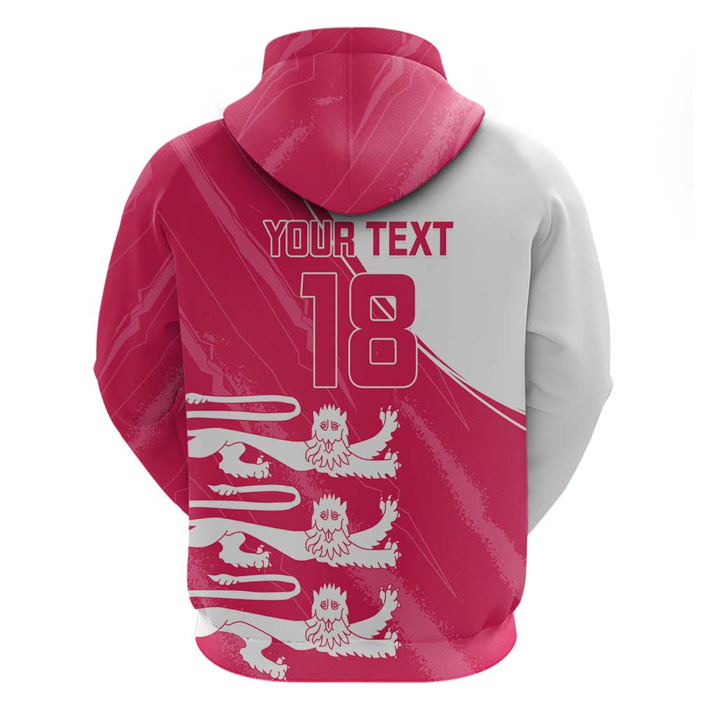 Custom Bailiwick of Jersey Cricket Hoodie Jer Lions Champion Pink Version LT18