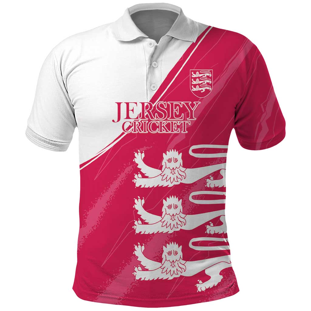 Custom Bailiwick of Jersey Cricket Polo Shirt Jer Lions Champion Pink Version LT18