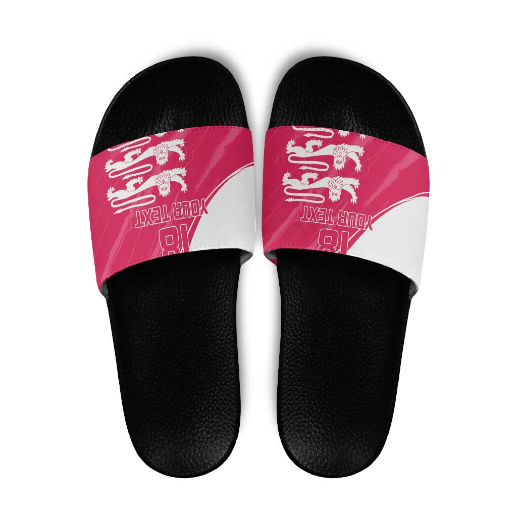 Custom Bailiwick of Jersey Cricket Slide Sandals Jer Lions Champion Pink Version LT18