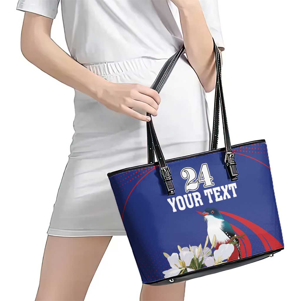 Custom Cuba Independence Day 1868 Leather Tote Bag Tocororo With White Mariposa LT18