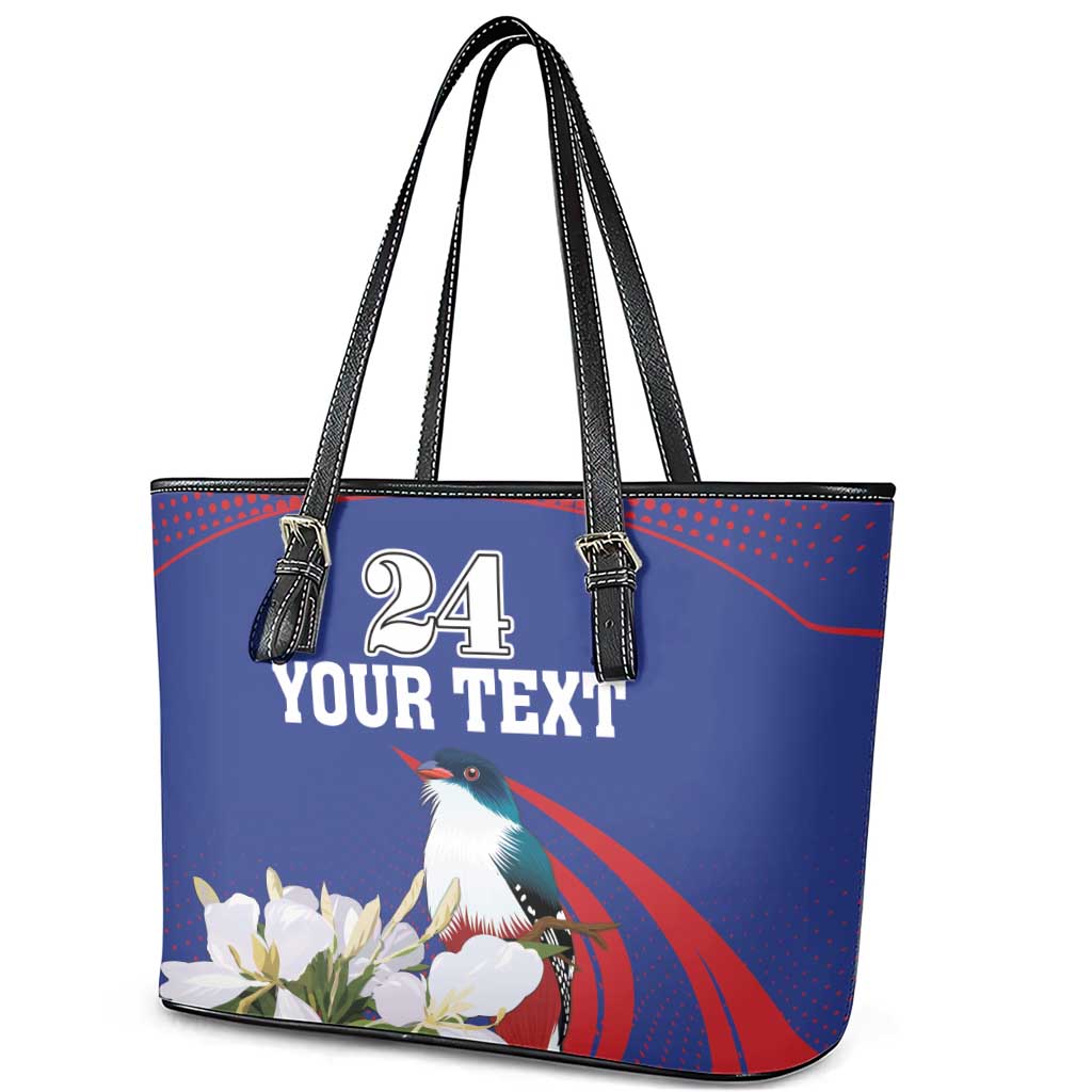 Custom Cuba Independence Day 1868 Leather Tote Bag Tocororo With White Mariposa LT18