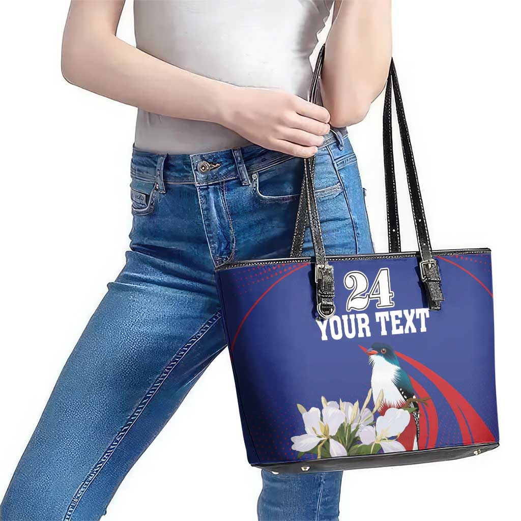 Custom Cuba Independence Day 1868 Leather Tote Bag Tocororo With White Mariposa LT18