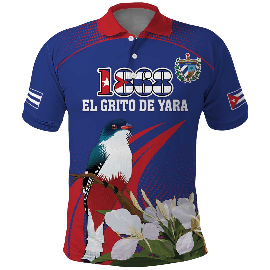Custom Cuba Independence Day 1868 Polo Shirt Tocororo With White Mariposa LT18