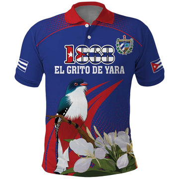 Custom Cuba Independence Day 1868 Polo Shirt Tocororo With White Mariposa LT18