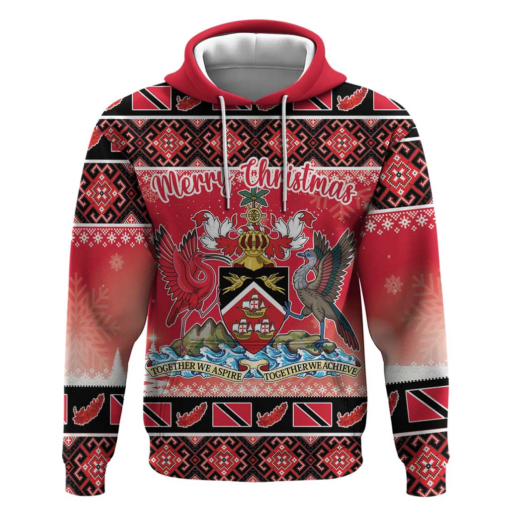 Personalized Trinidad and Tobago Christmas Hoodie Coat Of Arms Seamless Pattern LT18