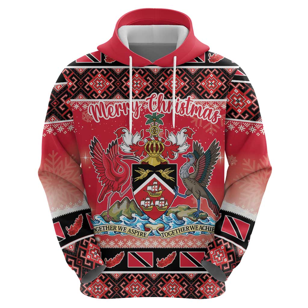 Personalized Trinidad and Tobago Christmas Hoodie Coat Of Arms Seamless Pattern LT18