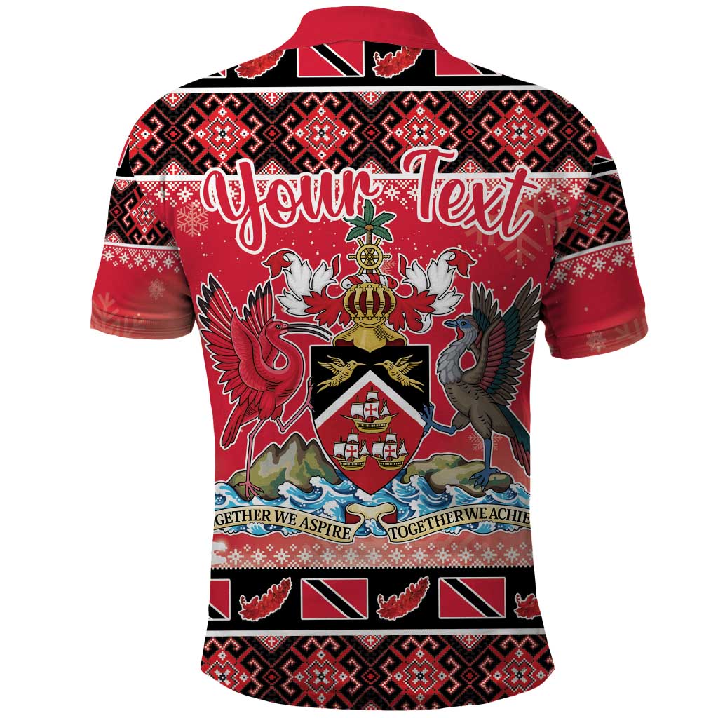 Personalized Trinidad and Tobago Christmas Polo Shirt Coat Of Arms Seamless Pattern LT18