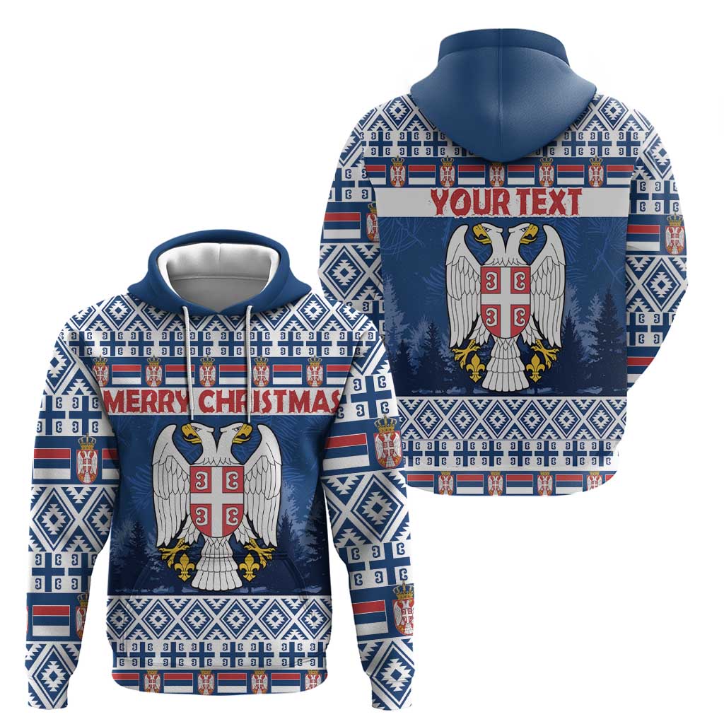 Personalized Serbia Christmas Hoodie Coat Of Arms - Blue Version LT18