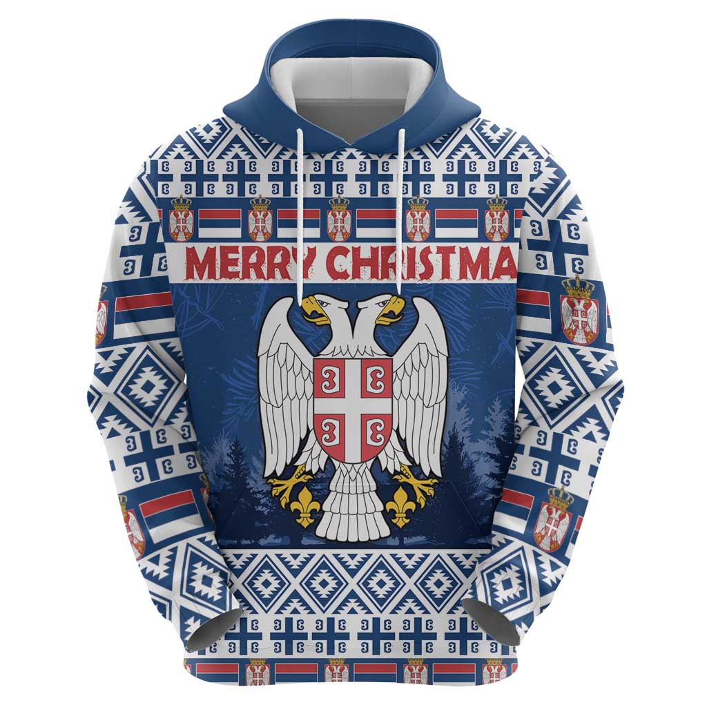 Personalized Serbia Christmas Hoodie Coat Of Arms - Blue Version LT18