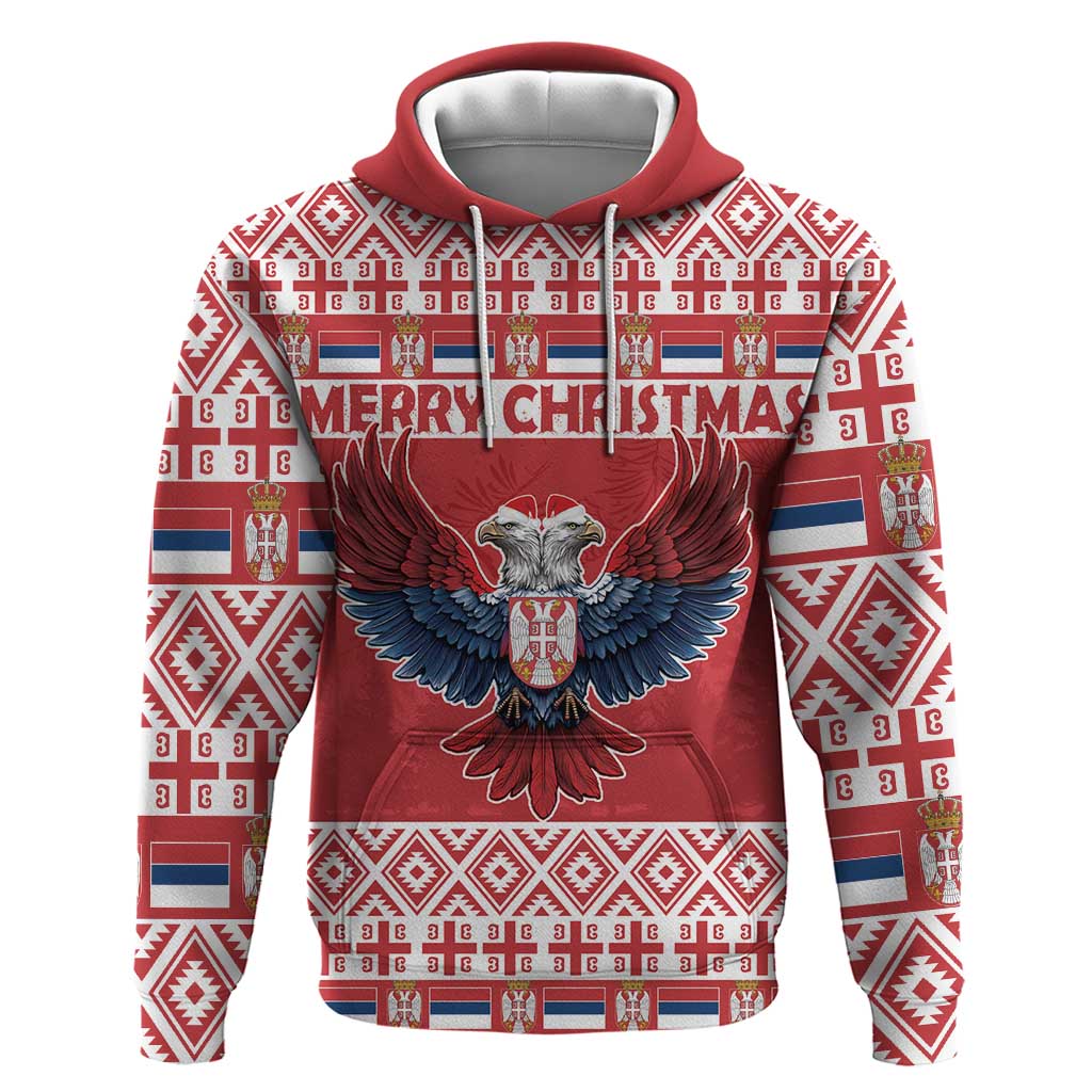 Personalized Serbia Christmas Hoodie Double-Headed Eagle - Red Version LT18