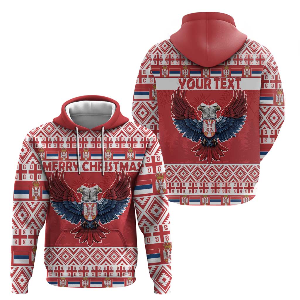 Personalized Serbia Christmas Hoodie Double-Headed Eagle - Red Version LT18