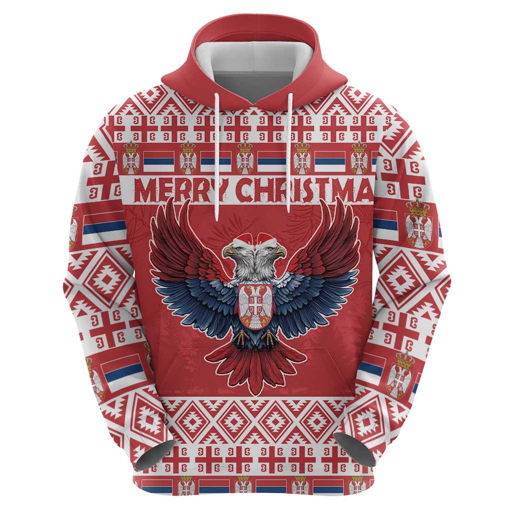 Personalized Serbia Christmas Hoodie Double-Headed Eagle - Red Version LT18