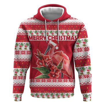 Personalized Trinidad and Tobago Christmas Hoodie Scarlet Ibis with Chaconia Flowers LT18