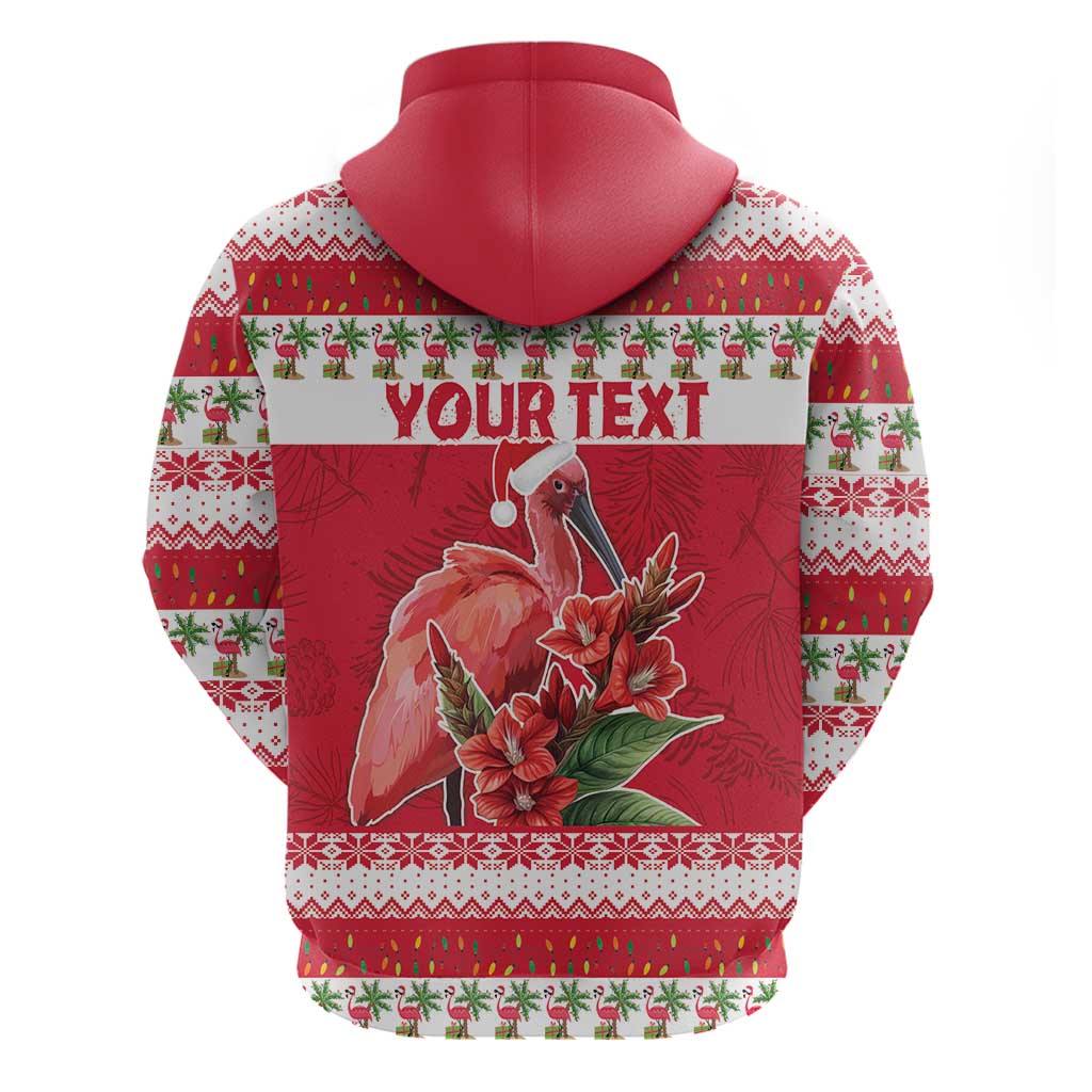 Personalized Trinidad and Tobago Christmas Hoodie Scarlet Ibis with Chaconia Flowers LT18