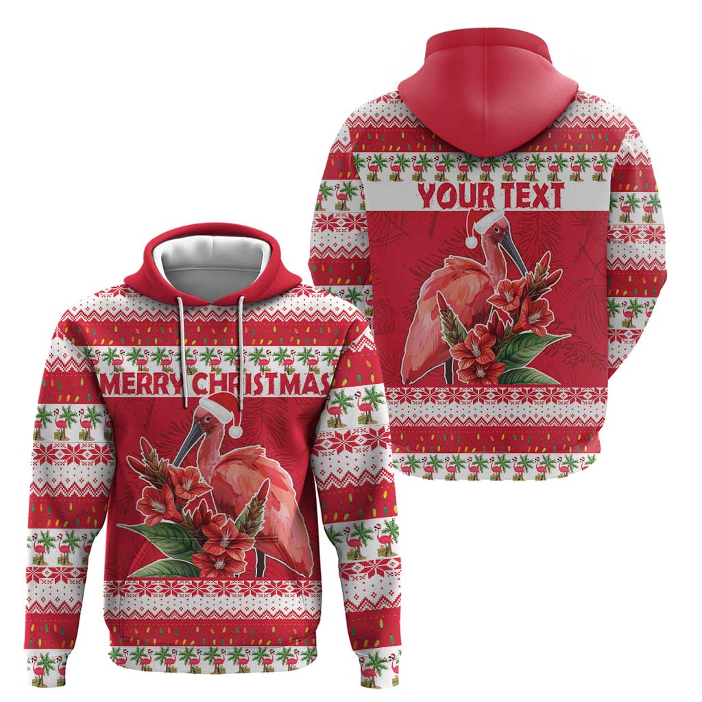 Personalized Trinidad and Tobago Christmas Hoodie Scarlet Ibis with Chaconia Flowers LT18