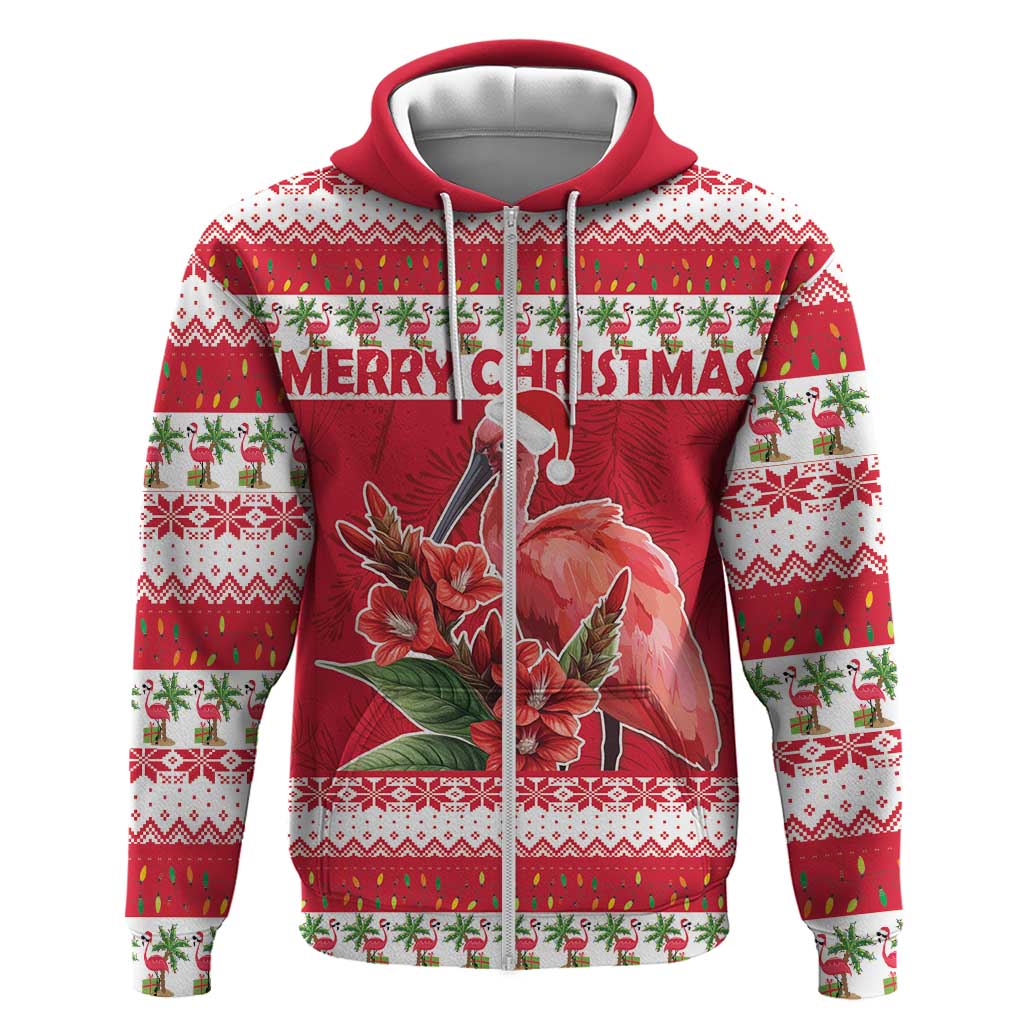 Personalized Trinidad and Tobago Christmas Hoodie Scarlet Ibis with Chaconia Flowers LT18