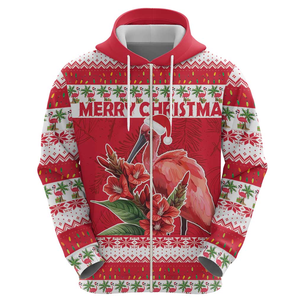Personalized Trinidad and Tobago Christmas Hoodie Scarlet Ibis with Chaconia Flowers LT18