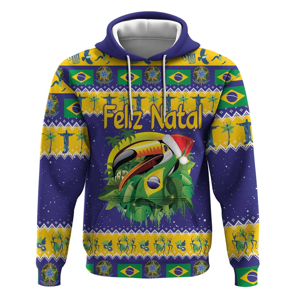 Personalized Brazil Christmas Hoodie Toco Toucan with Brazil Flag LT18