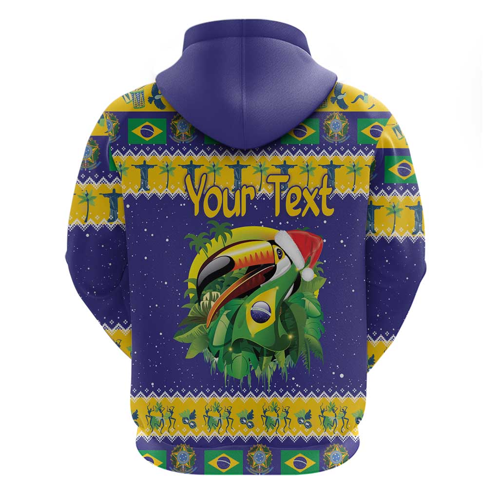 Personalized Brazil Christmas Hoodie Toco Toucan with Brazil Flag LT18