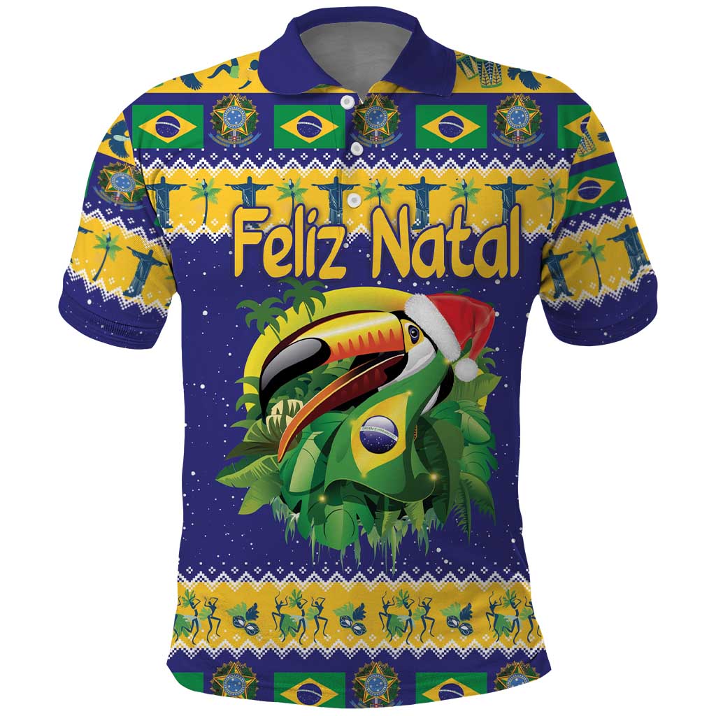 Personalized Brazil Christmas Polo Shirt Toco Toucan with Brazil Flag LT18